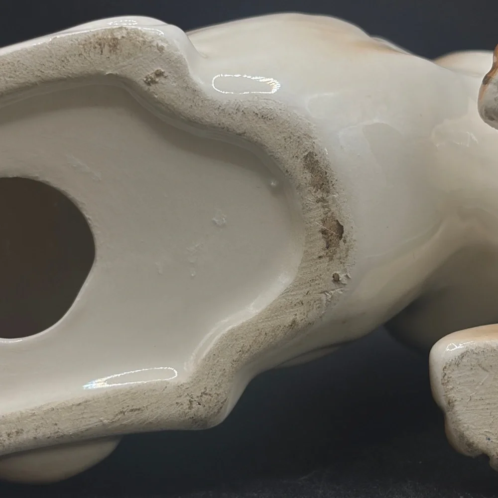 Vintage Hand Painted Ceramic Basset Hound Dog Puppy Figurine Collectible Figure